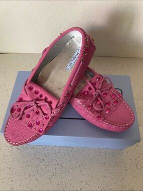 Mimisol Pink Jeweled Kiltie Leather Loafers
